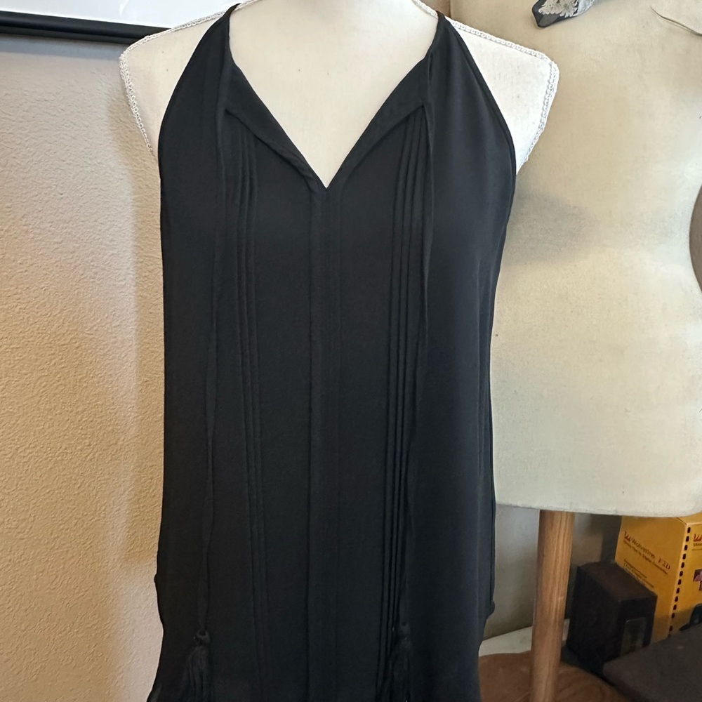 Naked zebra Elegant Black Halter tie camisole tank medium
